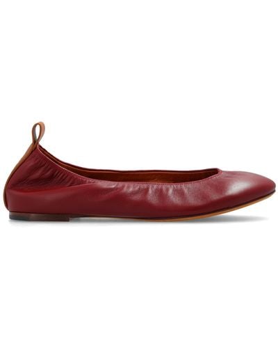 Lanvin Leather Ballet Flats, - Red