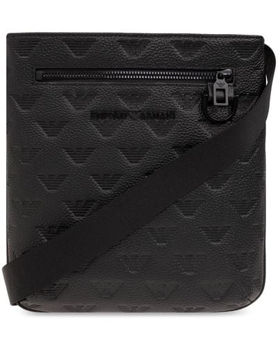 Emporio Armani Monogrammed Shoulder Bag, - Black