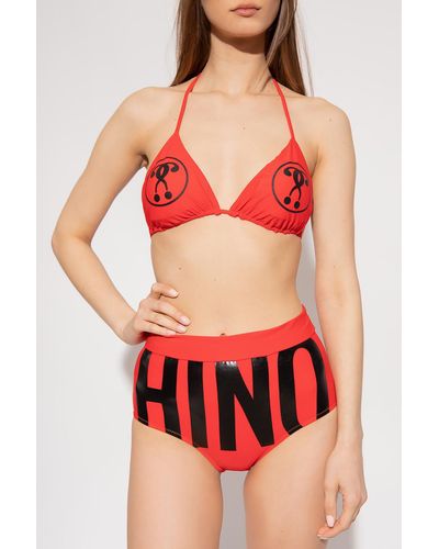 Moschino Swimsuit Top With Logo - Red