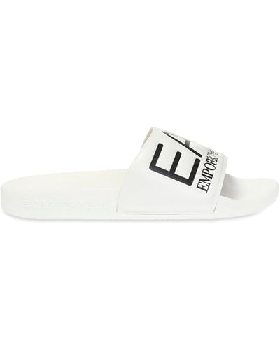 EA7 Logo-embossed Slides, - White