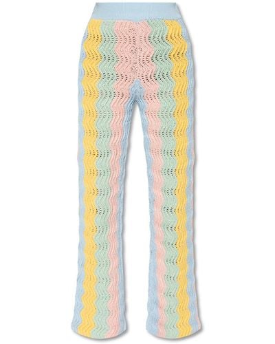 Casablancabrand Cotton Flared Trousers - Multicolour