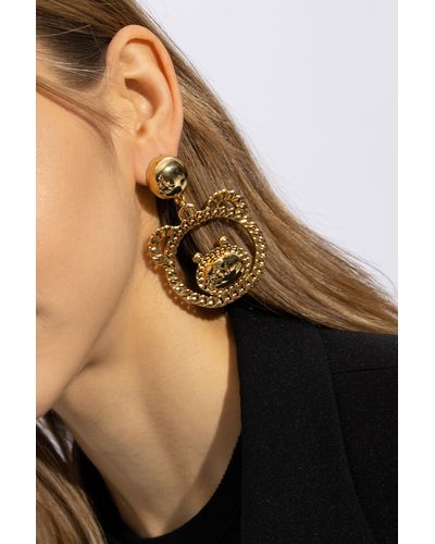 Moschino Clip-On Earrings With Teddy Bear Charm - Metallic