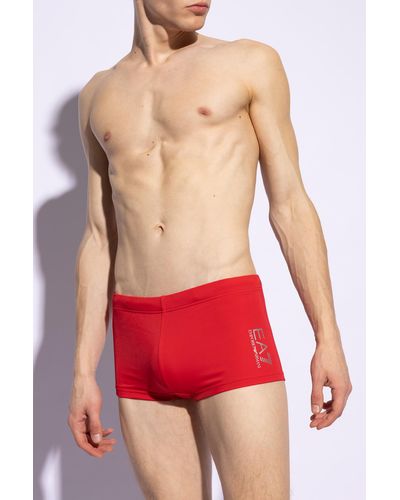 EA7 Swim Shorts With Logo - Red