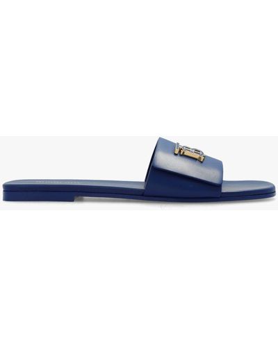 Burberry 'sloane' Leather Slides - Blue