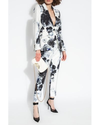 Alexander McQueen Blazer With Floral Motif, - White