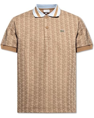 Lacoste Polo Shirt With Monogram, - Natural
