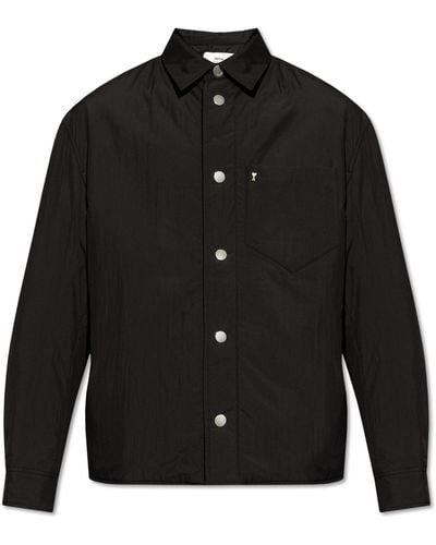 Ami Paris Jacket With Logo Detail, - Black