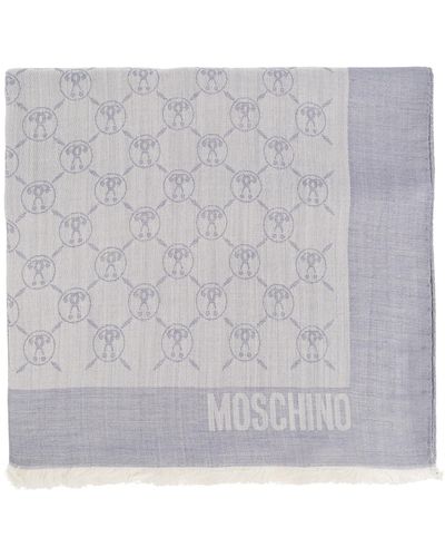 Moschino Scarf With Monogram, - Grey