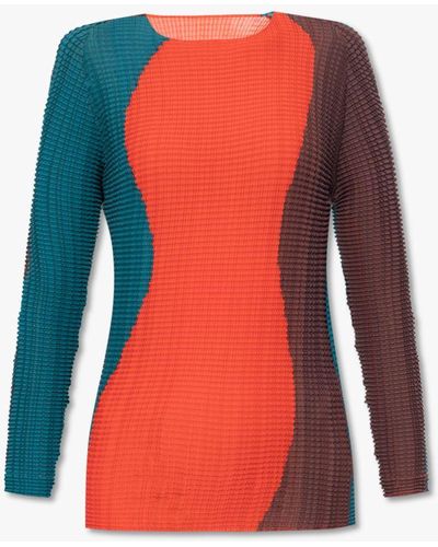 Issey Miyake Pleated Top - Red