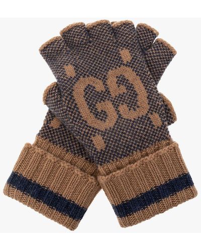 Gucci Beige Cashmere Fingerless Gloves - Brown