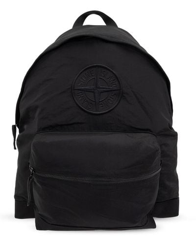 Stone Island Backpack With Logo - Black