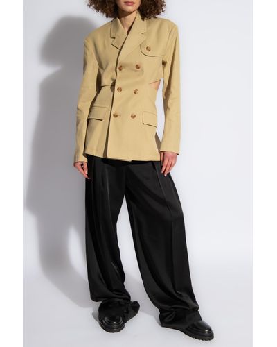 R13 Cotton Trench Coat, - Natural