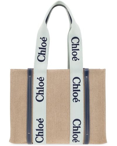 Chloé ‘Woody Medium’ Shopper Bag - White