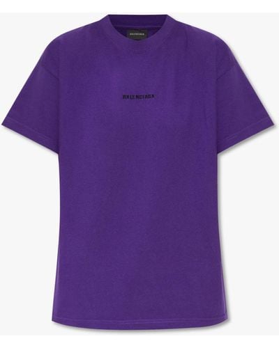 Balenciaga T-Shirt With Logo - Purple