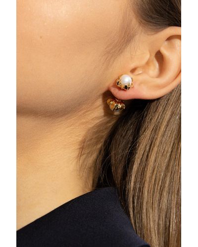 Bottega Veneta Earrings With Pearls, - Metallic