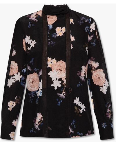 Erdem 'letitia' Top With Floral Motif - Black