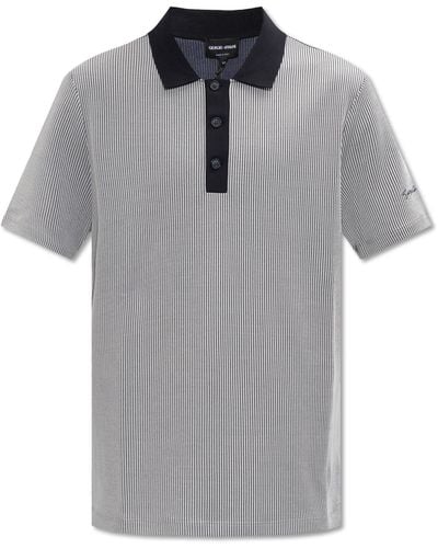 Giorgio Armani Ribbed Polo Shirt, - Grey