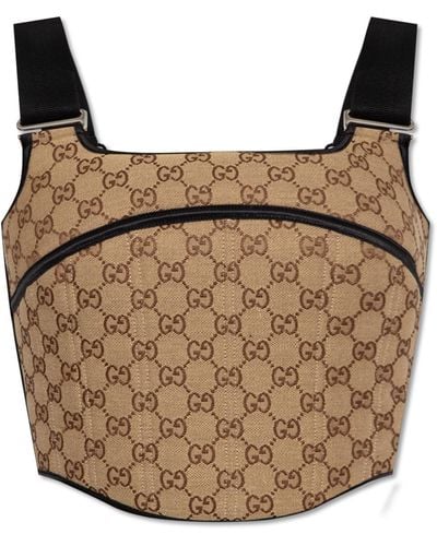 Gucci Top With 'GG' Pattern, - Brown