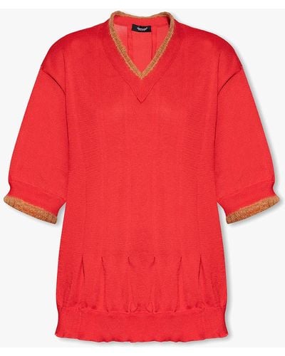 Undercover Short-Sleeved Sweater - Red