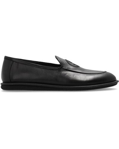 Giorgio Armani Leather Loafers, - Black
