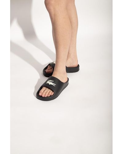 Lacoste Slides With Logo - Black