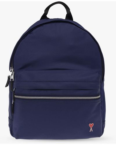 Ami Paris Backpack With Logo - Blue