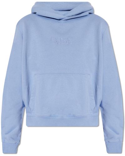 Woolrich Logo-embroidered Hoodie, - Blue