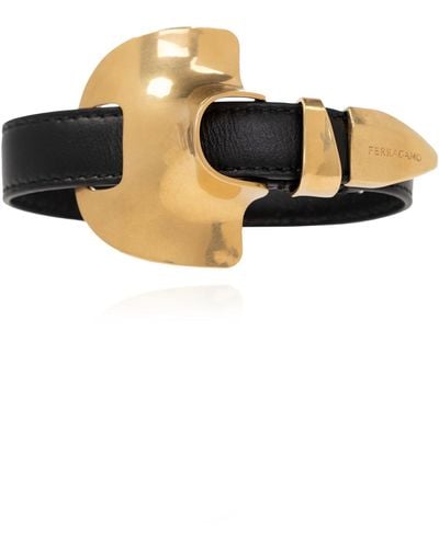 Ferragamo Leather Bracelet, - Black