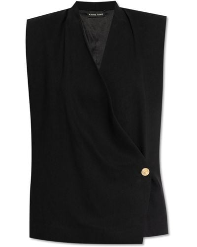 Anine Bing Vest With Fastening, - Black