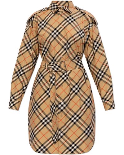 Burberry Chequered Pattern Dress, - Natural