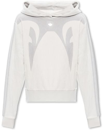 adidas Originals Velour Hoodie With Logo, - White