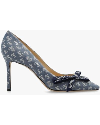 Jimmy Choo ‘Romy’ Stiletto Court Shoes With Monogram - Blue