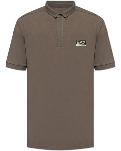 EA7 Polo With Logo, - Brown