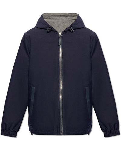 Yves Salomon Reversible Hooded Jacket, - Blue