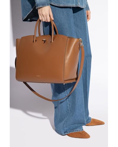 Furla 'genesi Large' Shopper Bag, - Brown