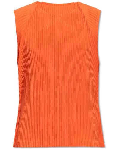 Homme Plissé Issey Miyake Pleated T-shirt, - Orange