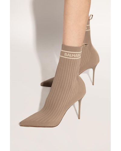Balmain ‘Skye’ Heeled Ankle Boots - Brown