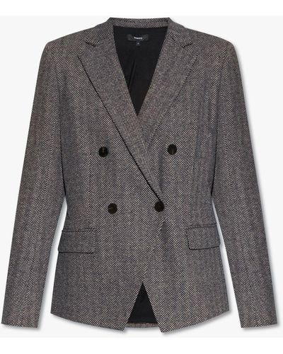 Theory Double-breasted Blazer - Gray