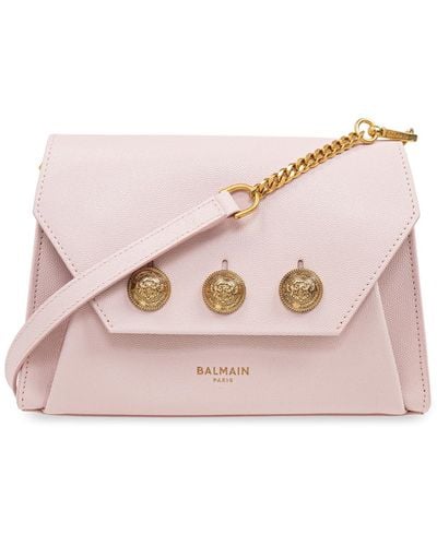 Balmain Embleme Flap Shoulder Bag - Pink