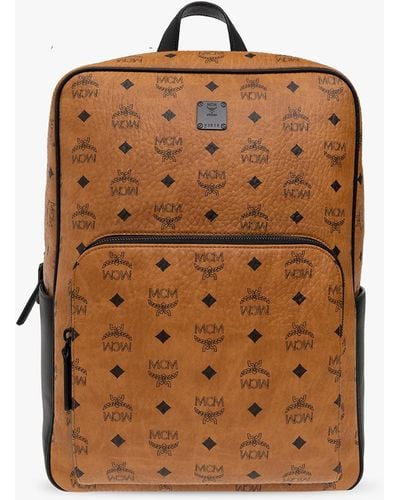 MCM Monogrammed Backpack, - Brown