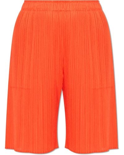 Pleats Please Issey Miyake Pleated Shorts, - Orange