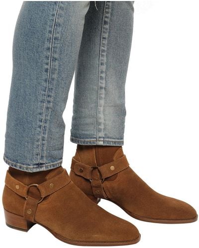 Saint Laurent 'wyatt Harness' Ankle Boots, - Brown