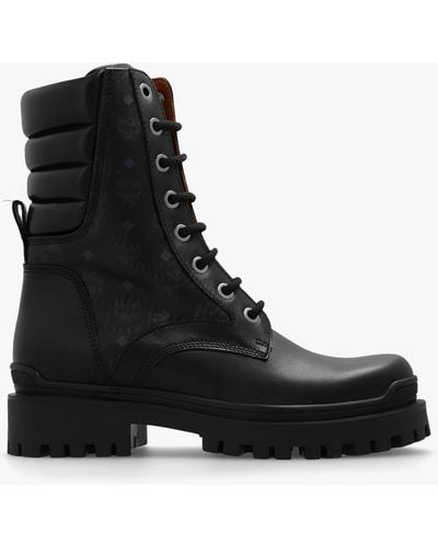 MCM Boots With Logo - Black