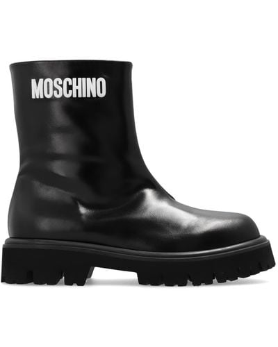 Moschino Leather Ankle Boots - Black