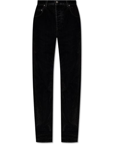 Saint Laurent Velvet-Trimmed Jeans - Black
