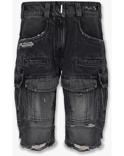 Givenchy Denim Cargo Shorts - Gray