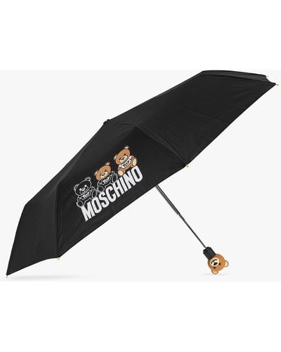 Moschino Folding Umbrella With Decorative Handle - Black