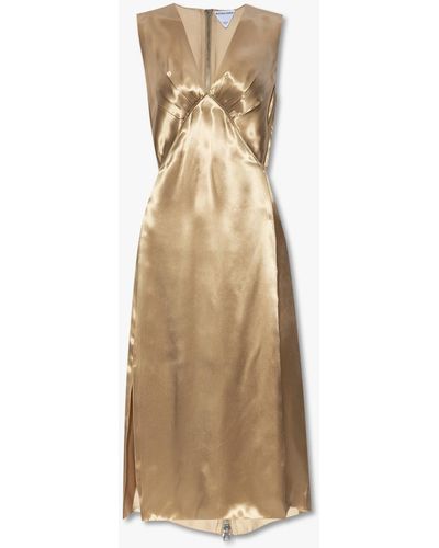 Bottega Veneta Gold Sleeveless Dress - Natural