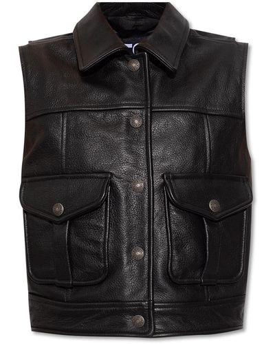 DIESEL 'l-marina' Leather Vest - Black