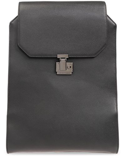 Emporio Armani Leather Backpack, - Grey